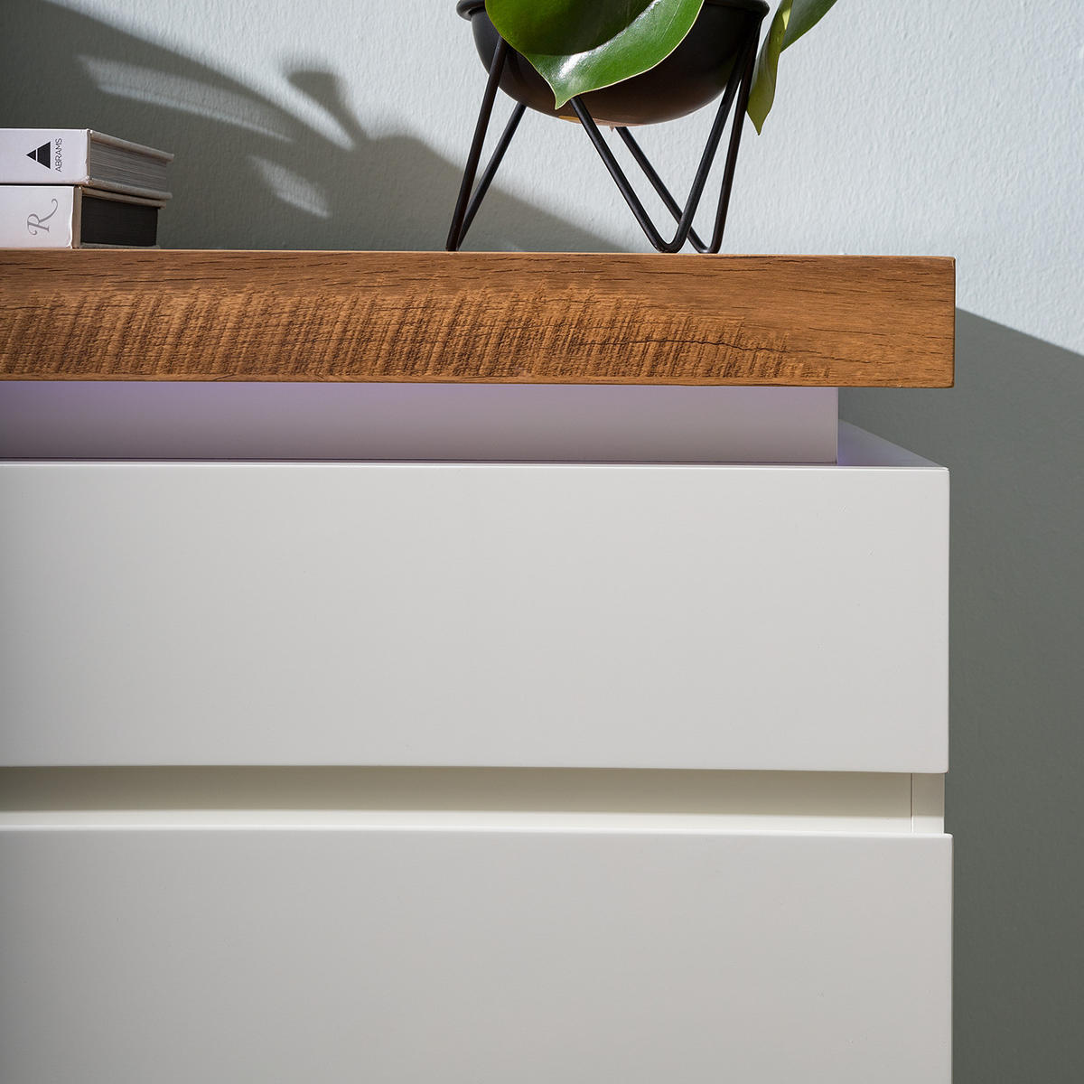 SCHUHKOMMODE - Inkl. Beleuchtung - Eichefarben/Weiß, Holzwerkstoff (91/97/38cm) - home24