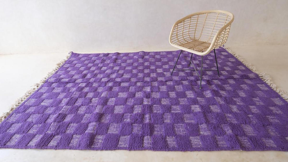 BERBERTEPPICH aus Marokko aus Wolle modern 140x 200 cm - Lila, Naturmaterialien (140/200cm) - AFK Living