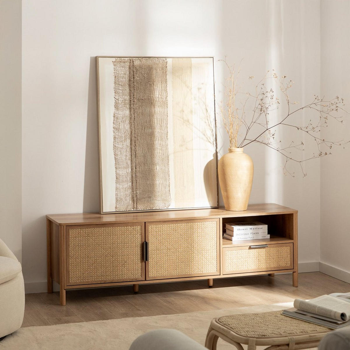 TV-ELEMENT Bent Natürlich 160 cm x 50 cm - Naturfarben, Holzwerkstoff (160/50/40cm)