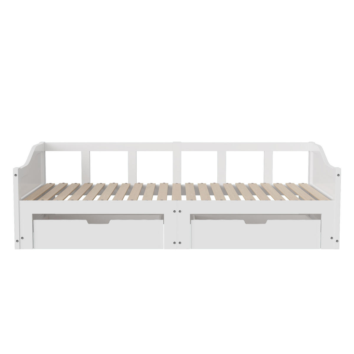AUSZIEHBARES Schlafsofa 180x200 cm, Weiß, 2 Schubladen, mit Lattenrost - Weiß, Holz