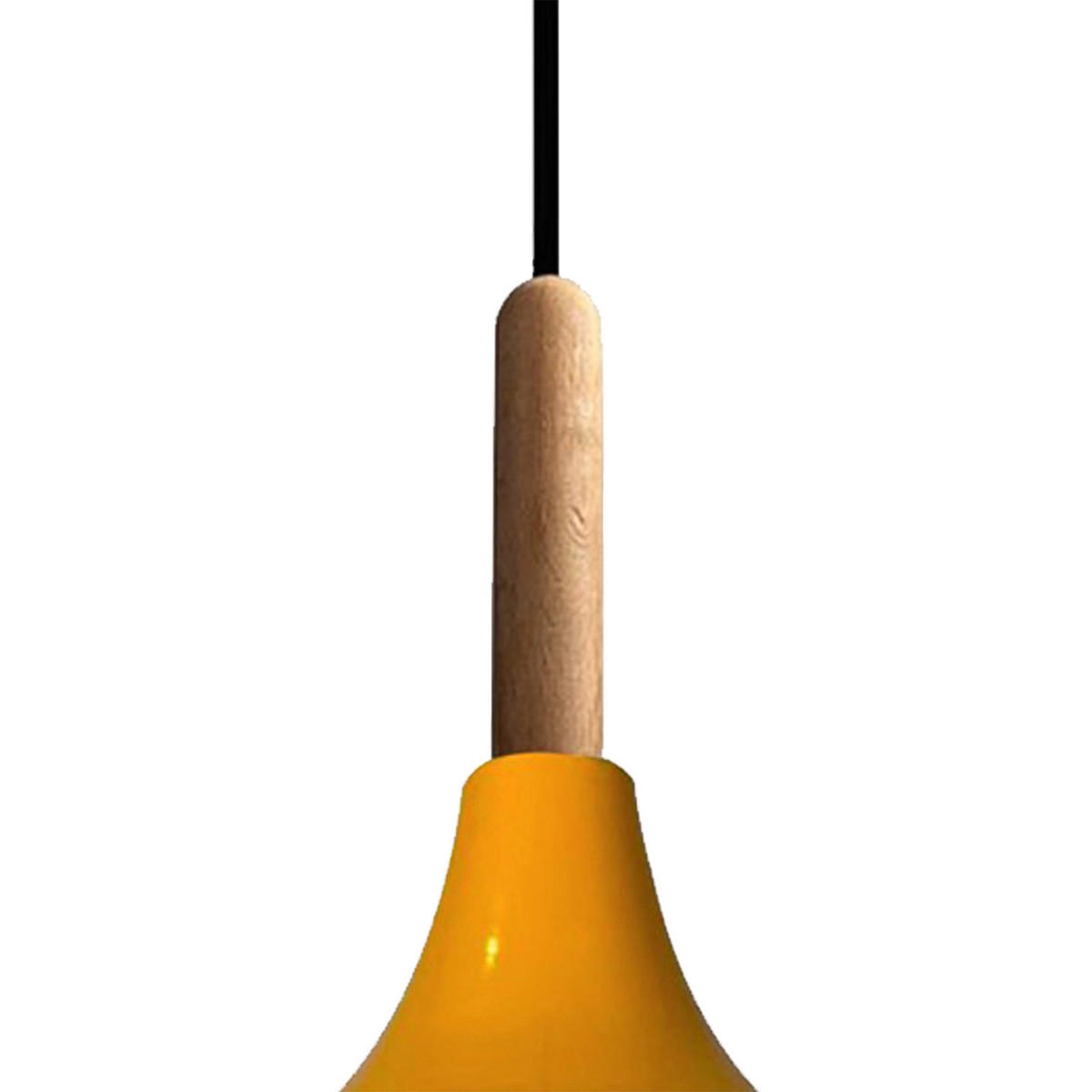 PENDELLEUCHTE Champion aus Holz 35/30 cm - Gelb, Metall (30/35/30cm) - Bamyum
