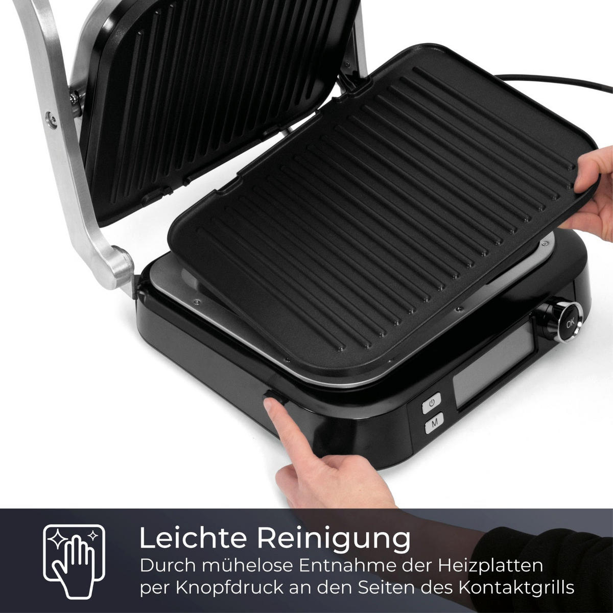 KONTAKTGRILL Schwarz / Silber Edelstahl - Schwarz, Metall (34/18/38cm) - KLAMER