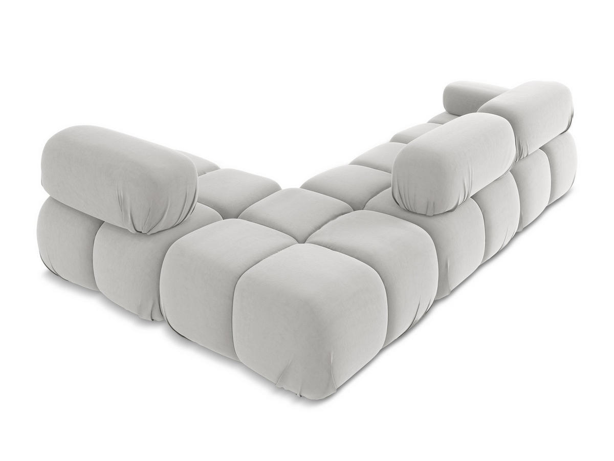 ECKSOFA Rechts Samt Stoff Grau - Silberfarben/Schwarz, Kunststoff/Textil (285/190cm) - Makamii