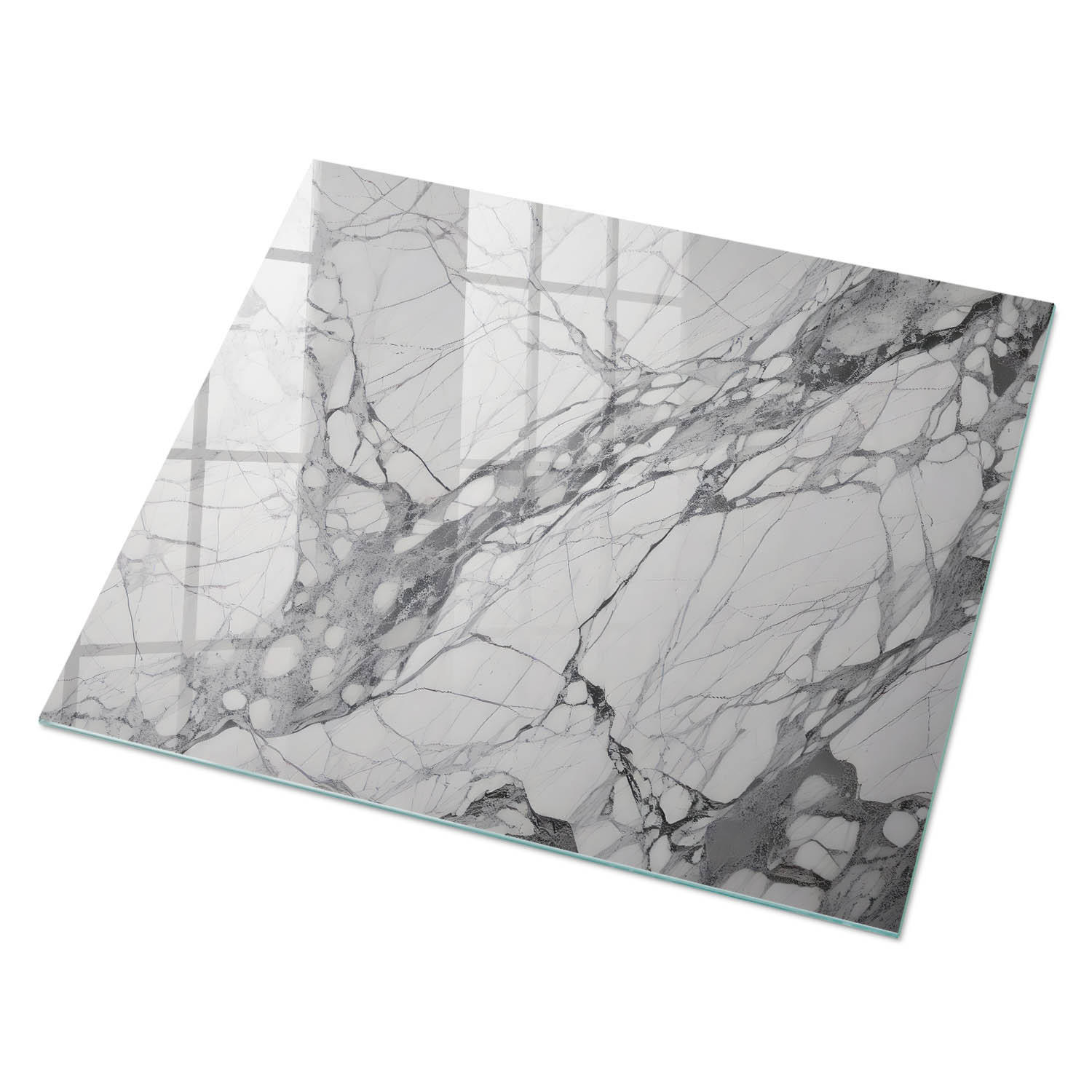 GLASPLATTE 80x60 cm – Marmor-Eleganz - Blau, Glas (0.4/80/60cm) - ArtPrintCave