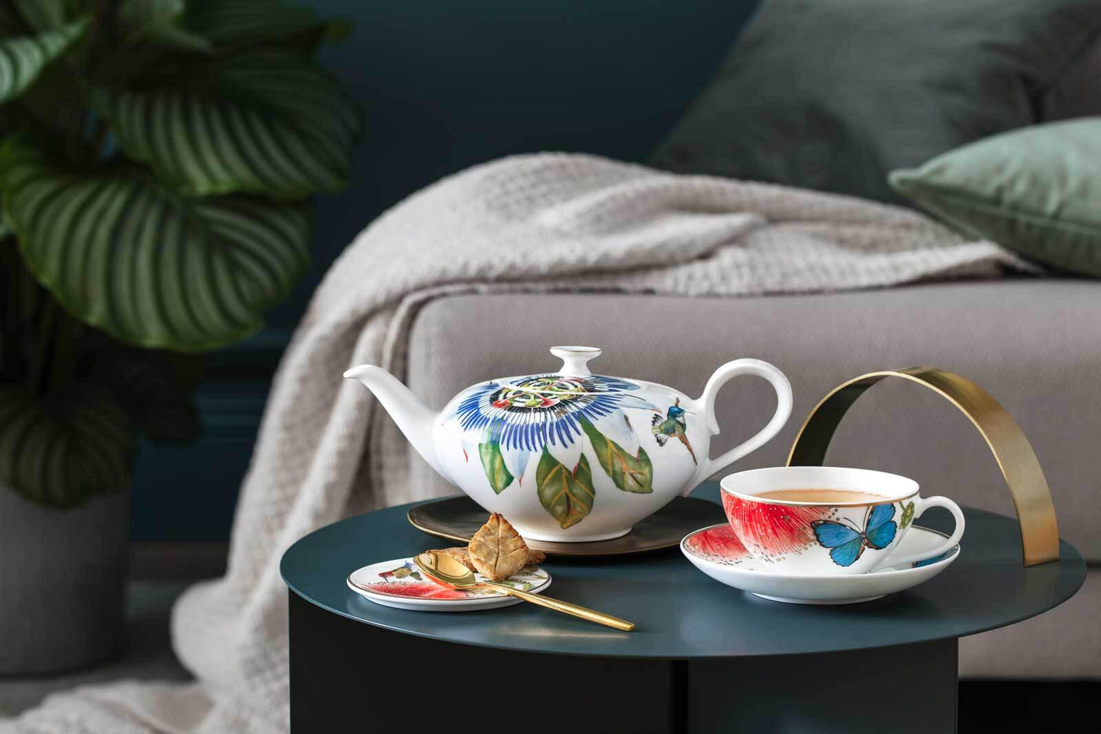 TEETASSE MIT UNTERTASSE Amazonia Anmut bunt 200 ml - Multicolor, Keramik (0.2L) - Villeroy & Boch