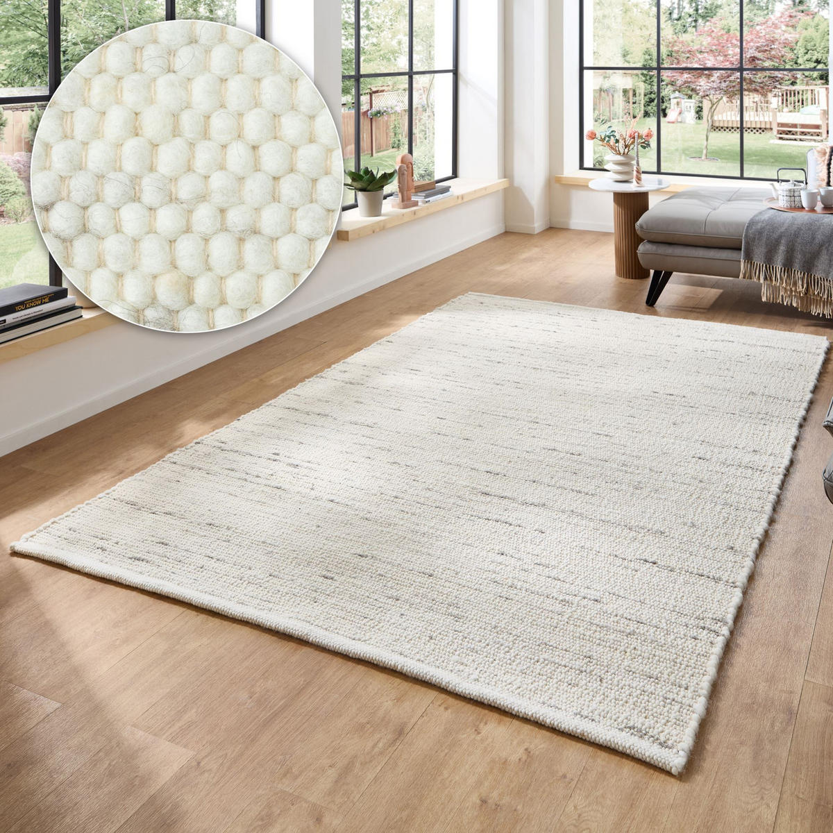 HANDWEBTEPPICH Anden 60x90 cm - Hellgrau, Textil (60/90cm) - Rug and Roll