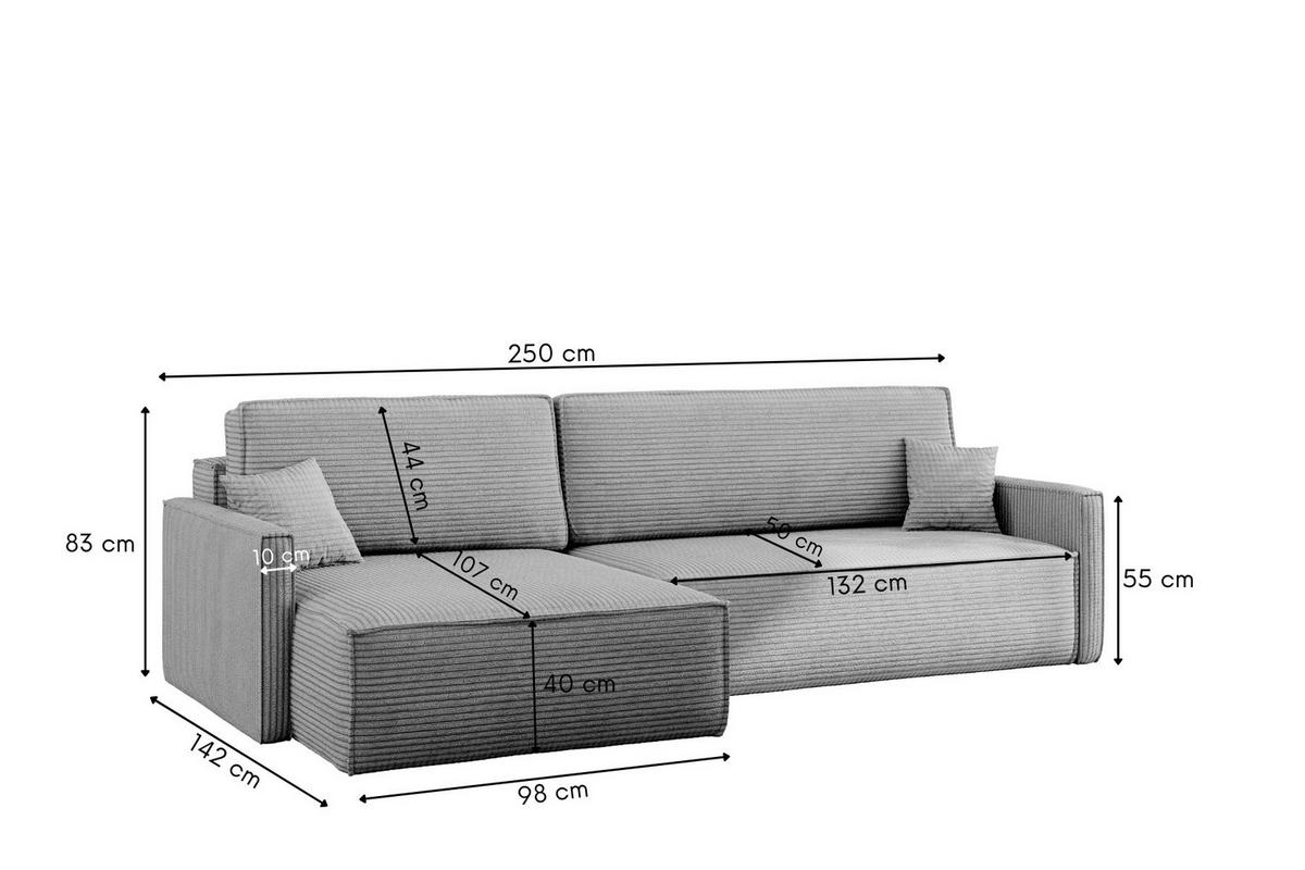 SCHLAFSOFA Carlos, Ecksofa L-Form mit schlaffunktion und bettkasten Stoff Poso Silber Links - Silberfarben, Holz (142/83/250cm) - Kaiser Möbel