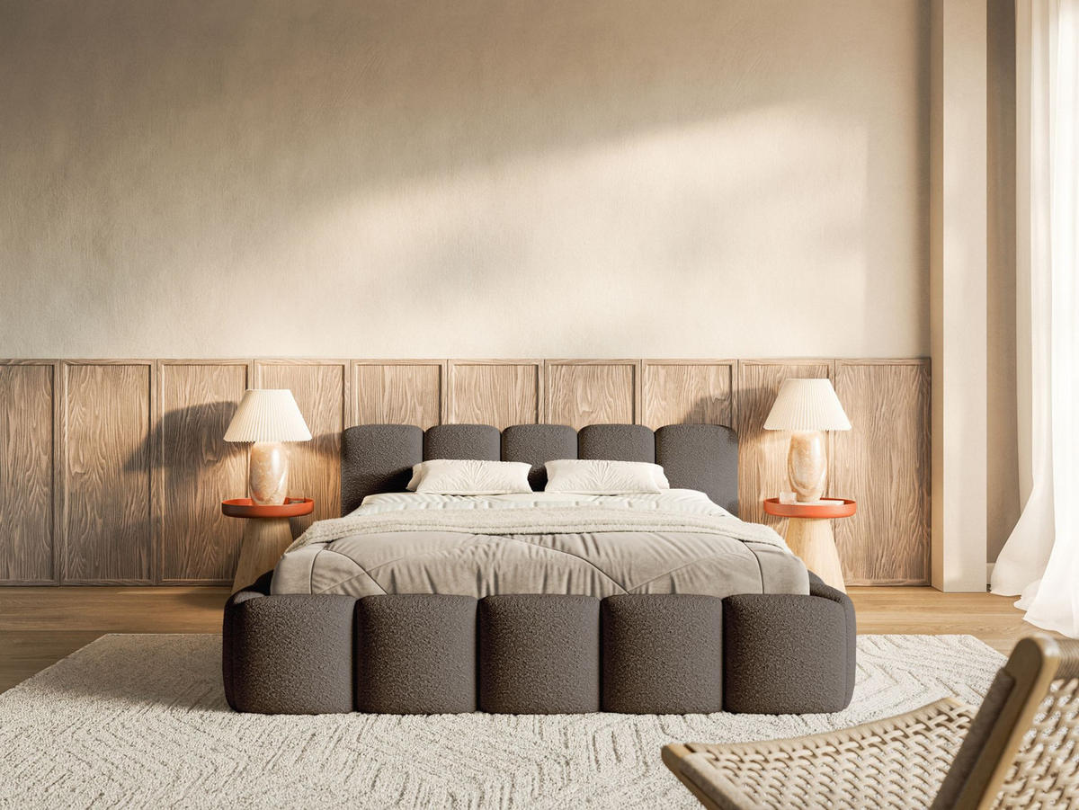 POLSTERBETT Cloudy Low Braun Bouclébezug 140x200 - Braun, Textil (140/200cm) - Selsey