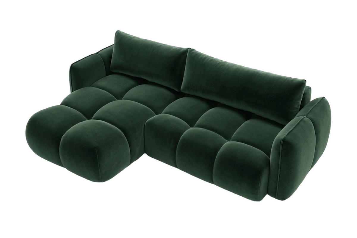 ECKSOFA L-Form Mit Schlaffunktion, Veloursstoff Bluvel, Grün, Links, BELVEDER L - Grün, Holz (250/168cm) - Kaiser Möbel