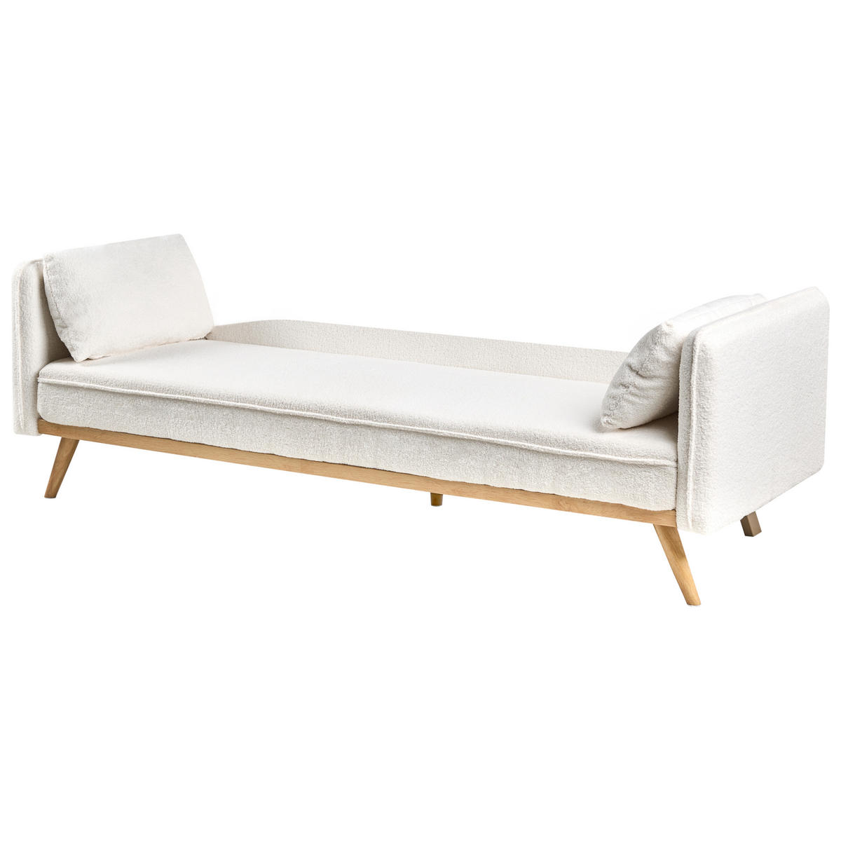 SCHLAFSOFA Bouclé Cremeweiß Asaa - Creme/Weiß, Textil (205/76/80cm) - Beliani