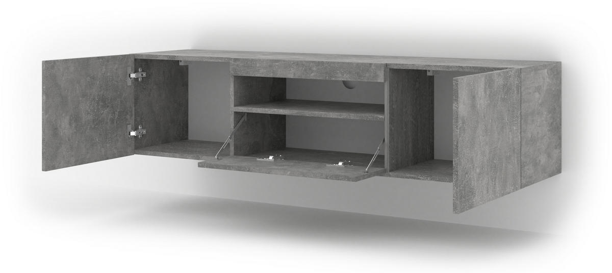 TV LOWBOARD Beton 150/42/37 - Grau, Holzwerkstoff (150/42/37cm) - RAUMHIRSCH FURNITURE