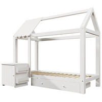 KINDEREINZELBETTEN aus Holz 90x200 cm in Weiß mit Schublade & Nachttisch - Weiß, Holz (90/200cm) - Modfu