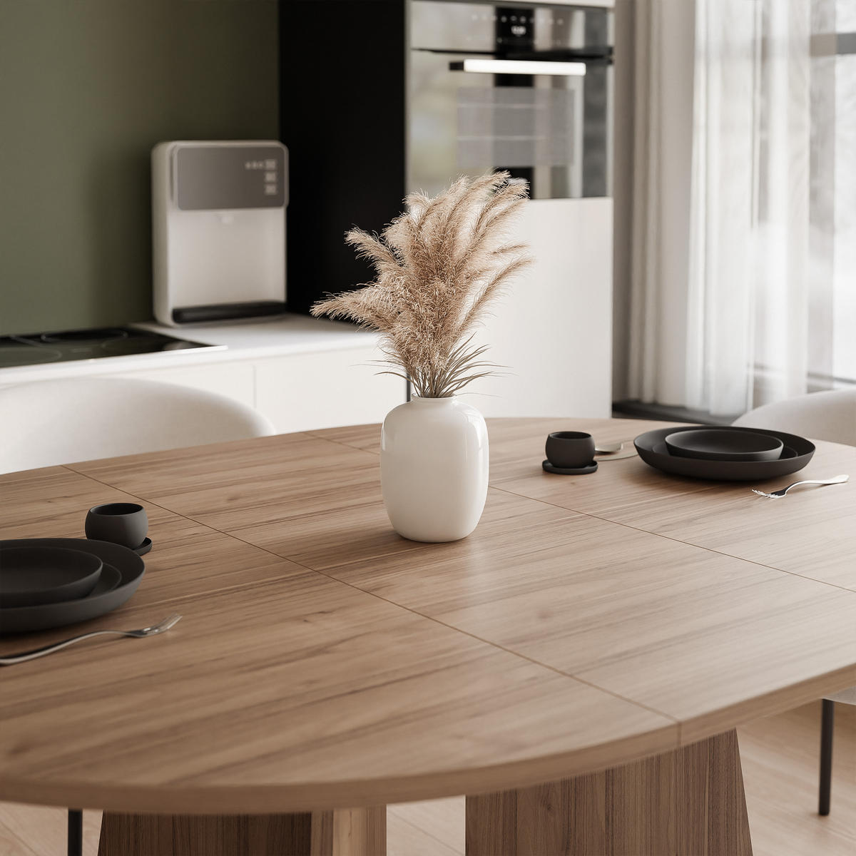 TISCH AUSZIEHBAR BELLAGIO 120-160/76 cm runden, Cashmere/Nussbaum - Kaschmir, Holzwerkstoff (120/120/76cm) - Idohome