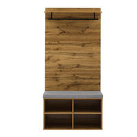 GARDEROBENSET 84/35/175 cm aus Spanplatte mit Schuhbank, verstellbarem Regal und Kleiderstange, Eichefarben - Eichefarben, Holzwerkstoff (84/175/35cm) - Redom