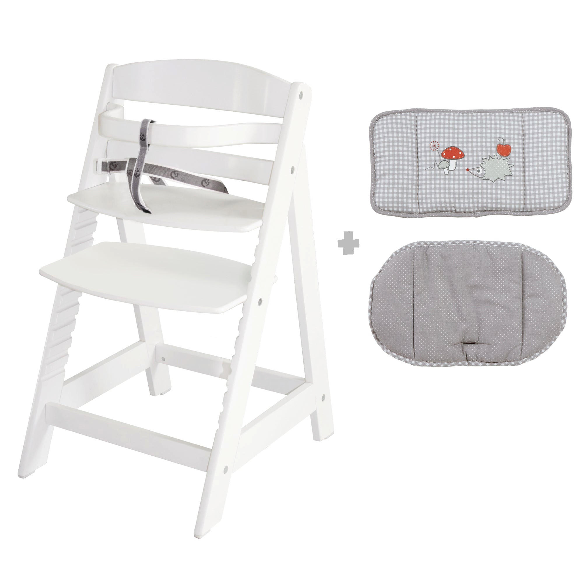 TREPPENHOCHSTUHL mit Sitzverkleinerer Adam & Eule - Weiß, Holzwerkstoff/Textil (44.5/80/54cm) - Roba