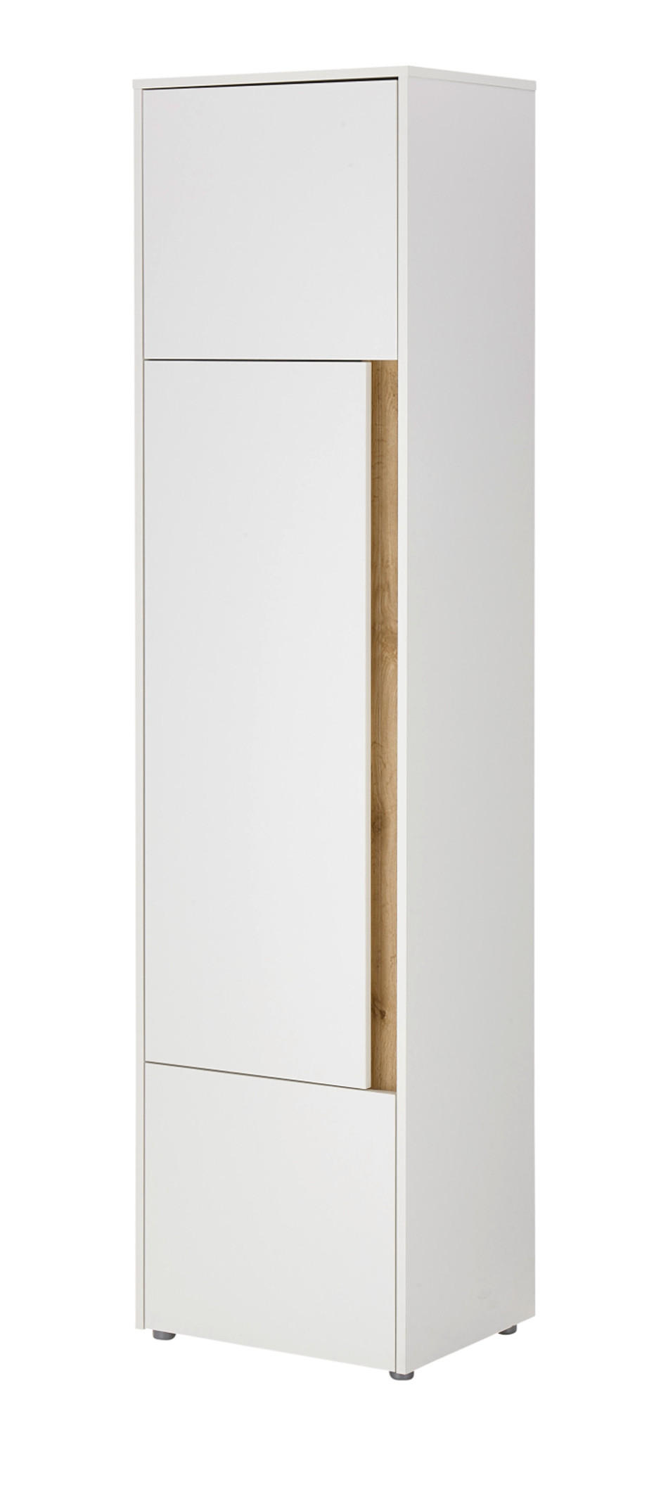 AKTENSCHRANK Weiß matt, Eiche Wotan 50 x 200 cm, Büroschrank mit viel Stauraum und 5 OH - Eichefarben/Silberfarben, Holzwerkstoff/Kunststoff (50/200/40cm) - Furn.Design