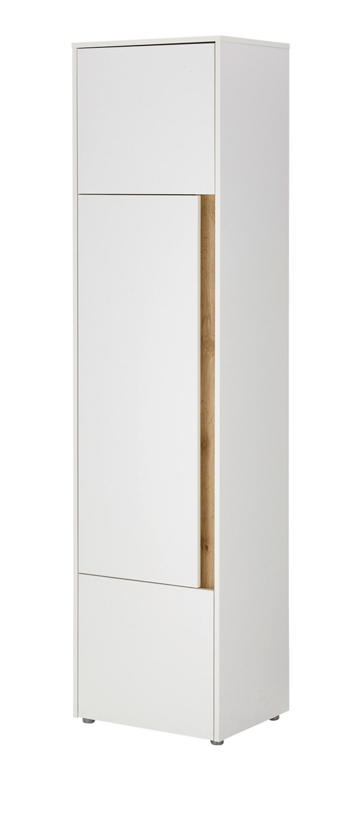 AKTENSCHRANK Weiß matt, Eiche Wotan 50 x 200 cm, Büroschrank mit viel Stauraum und 5 OH - Eichefarben/Silberfarben, Holzwerkstoff/Kunststoff (50/200/40cm) - Furn.Design