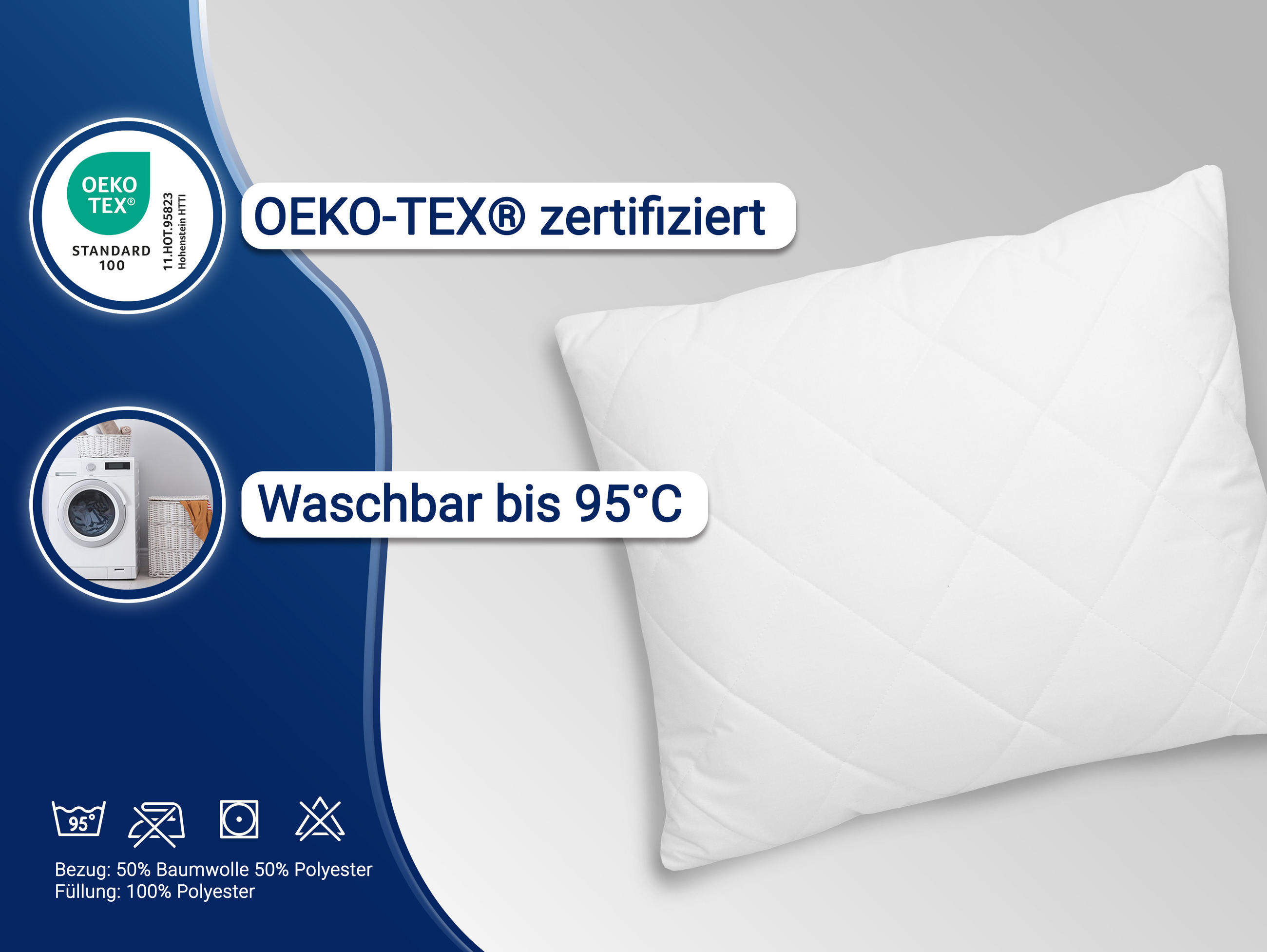 KISSEN, 2er-Set, 50x60 cm, 50% Polyester, 50% Baumwolle, Weiß - Weiß, Textil (50/60cm) - Zollner