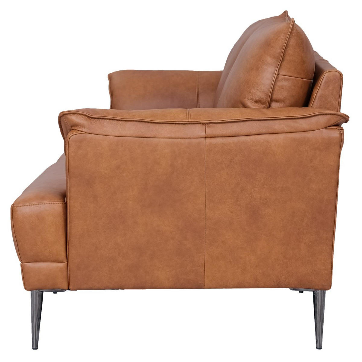 DREISITZER-SOFA Echtleder Braun - Schwarz/Braun, Leder/Metall (195/88/90cm) - Furnhouse