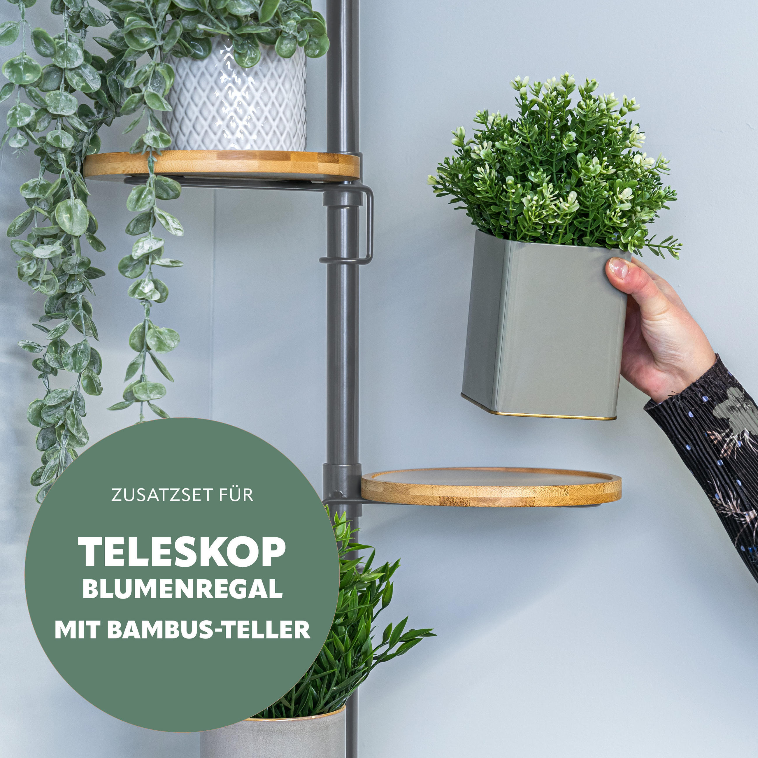 ZUSATZ-PFLANZENTELLER, grau - Grau, Metall (23/20/1.5cm) - bremermann