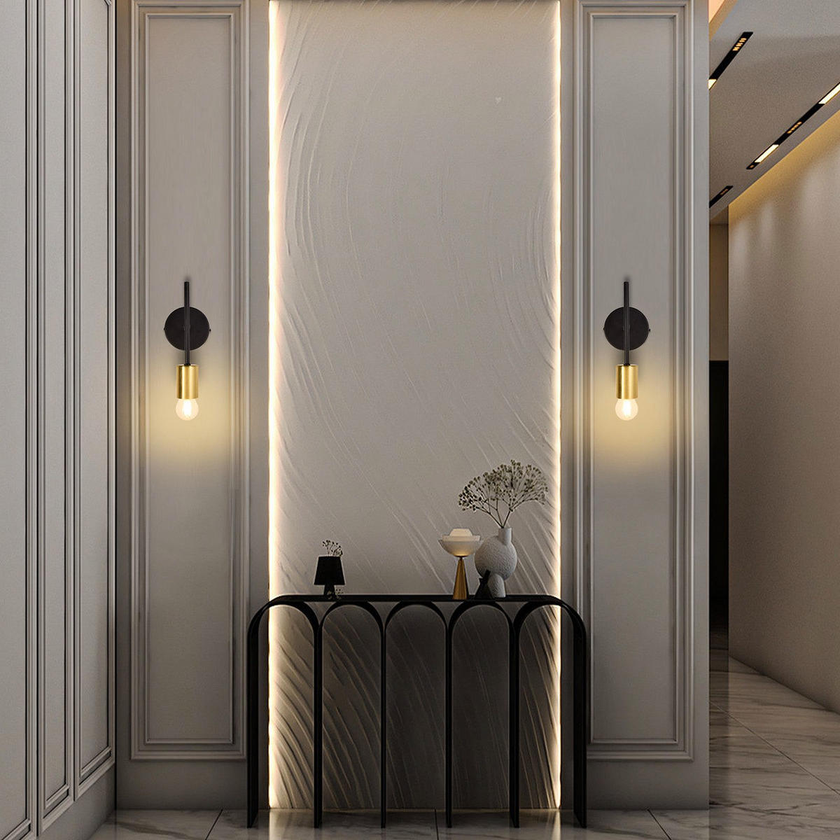 WANDLEUCHTE Qyxxh 10.0/12.0/22.5 cm - Schwarz, Metall (10/12/22.5cm) - ZMH