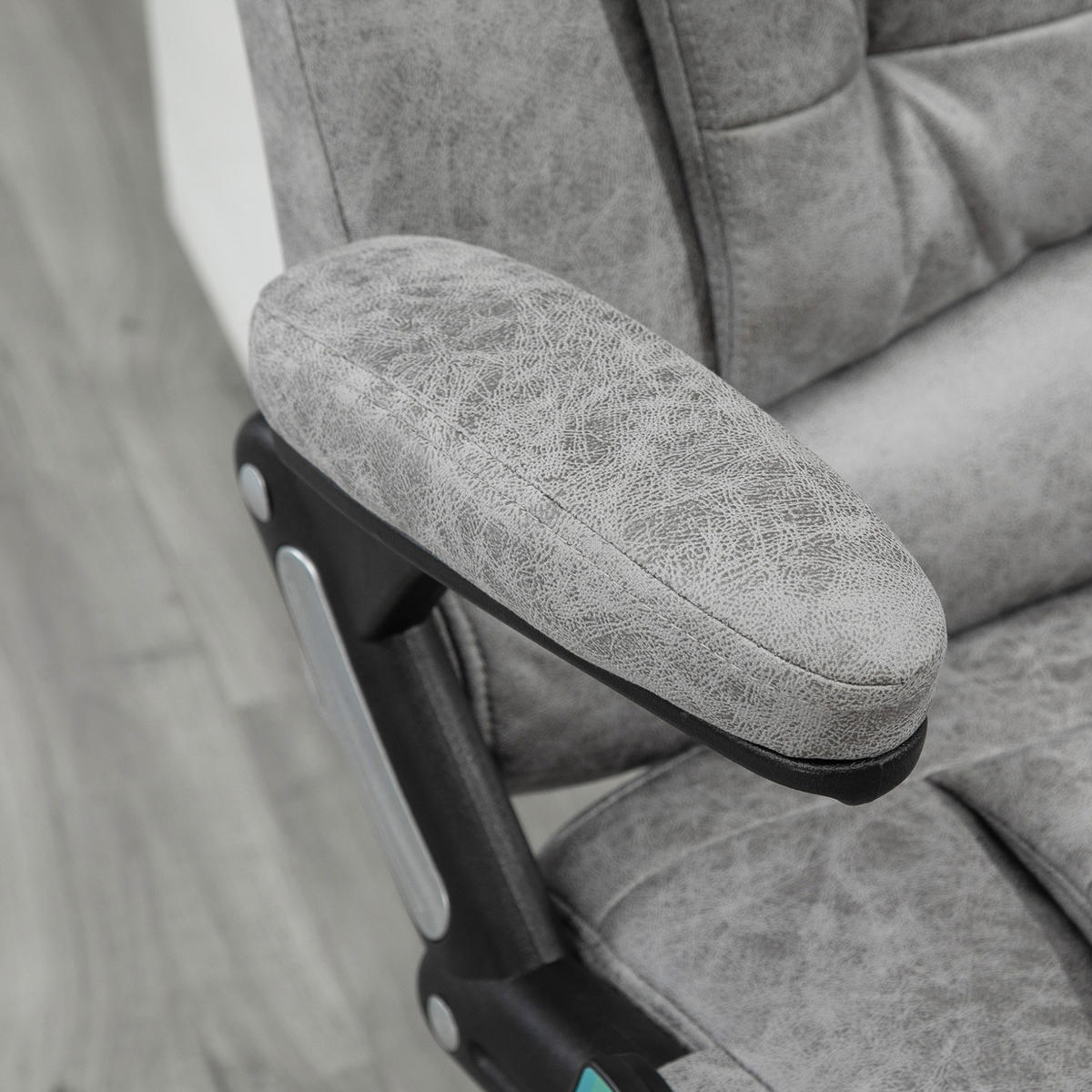 BÜROSTUHL mit Massage- und Heizfunktion höhenverstellbar Polyester Grey - Grau, Kunststoff (72/120/68cm) - Meubliv