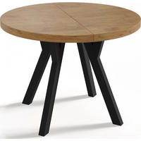 ESSTISCH Twixy runder ausziehbarer, Lancelot Eiche 90-170/90/76 cm - Eichefarben/Schwarz, Holz/Holzwerkstoff (90/90/76cm) - WFL GROUP