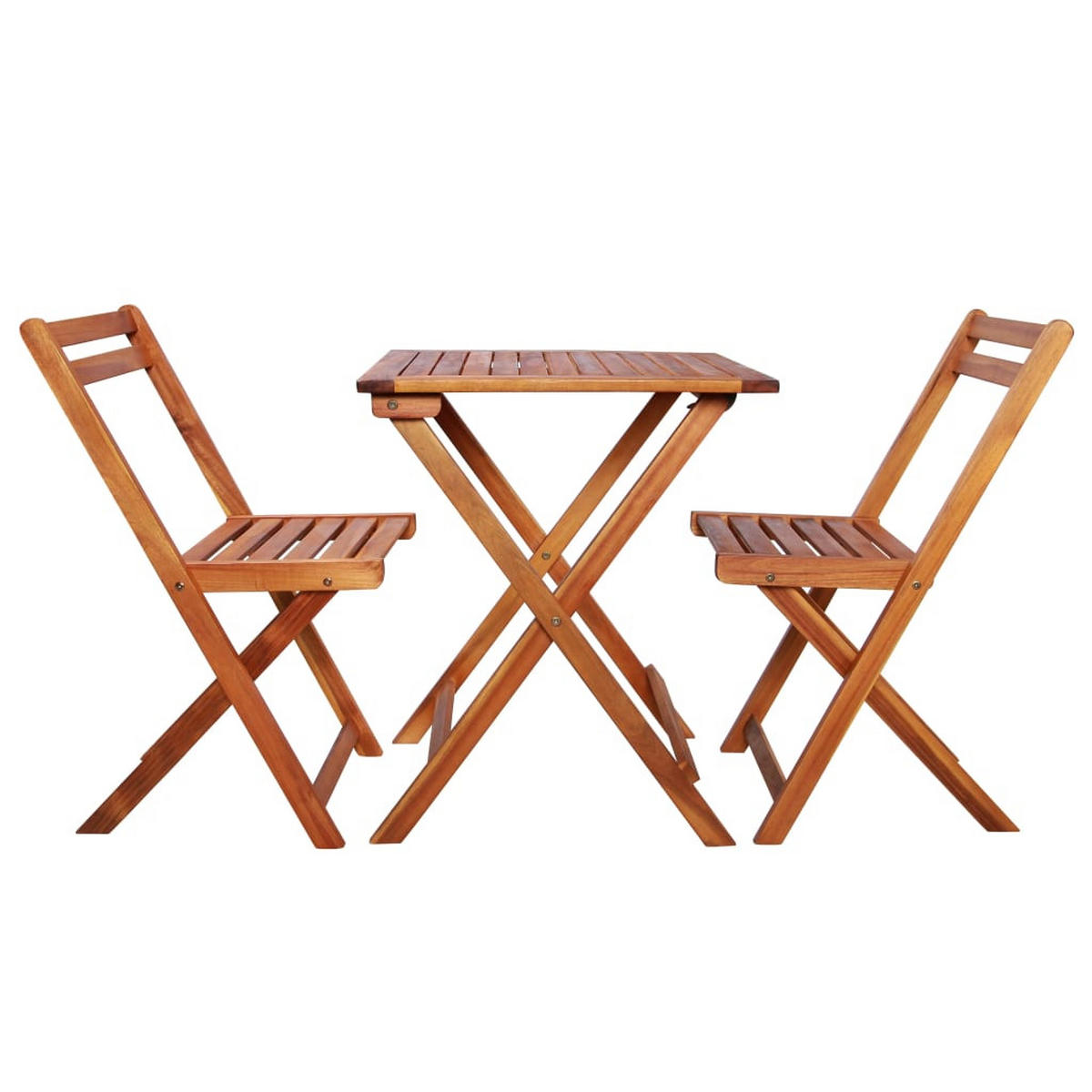 BISTRO-SET 3Er Set Klappbar Massivholz Akazie - Braun, Holz - vidaXL