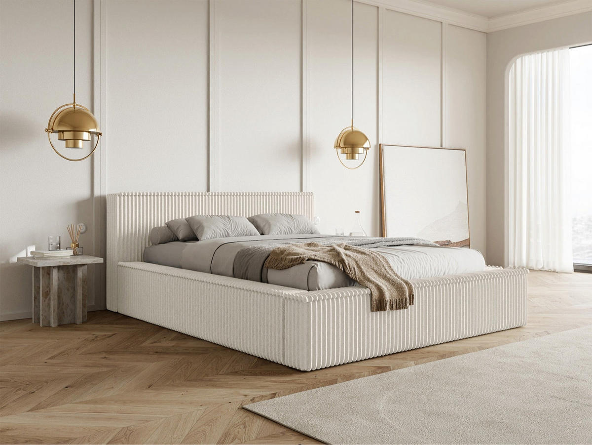 POLSTERBETT AFFOLIO Creme 140x200 cm - Creme/Schwarz, Holz/Textil (140/200cm) - Selsey