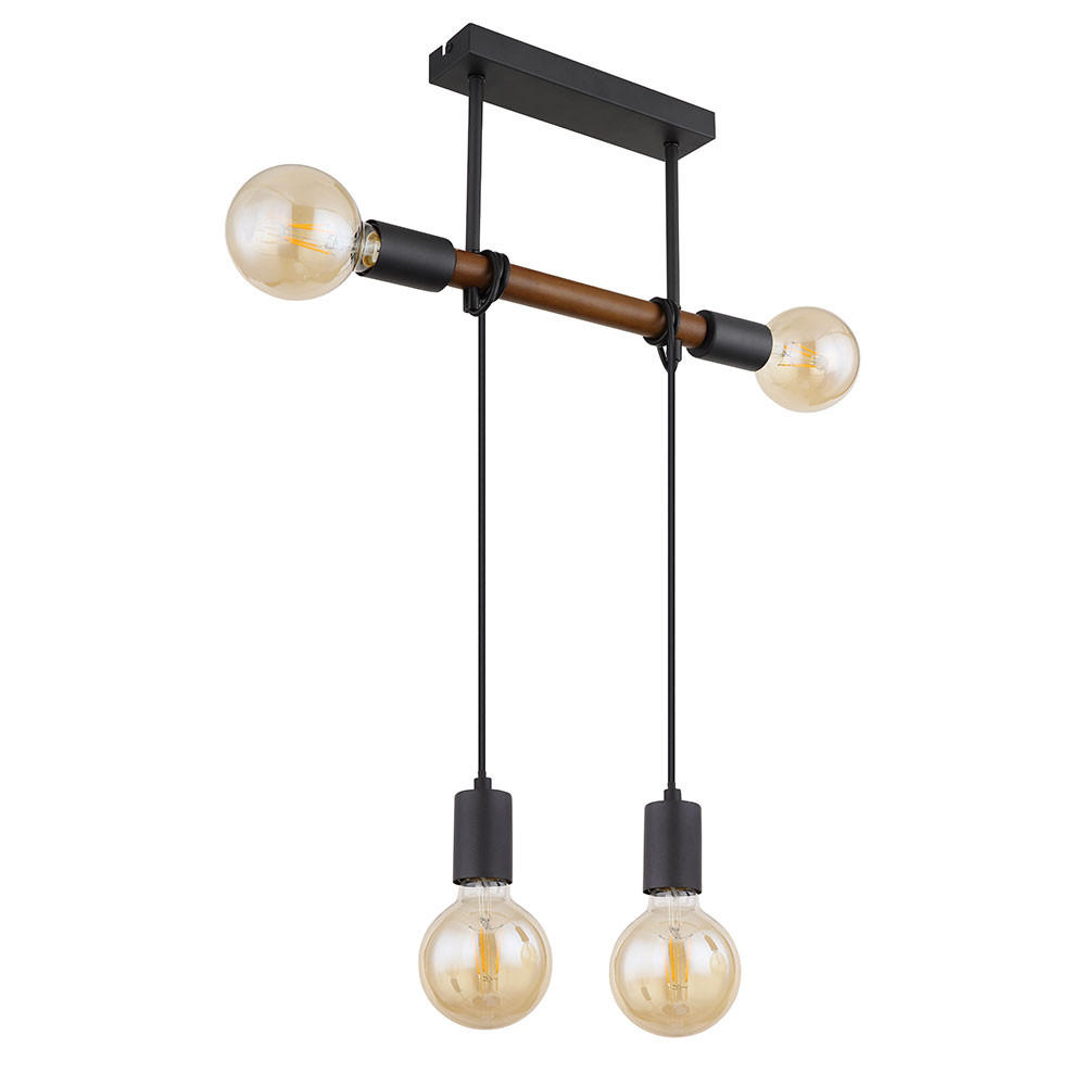 HÄNGELEUCHTE Holz Schwarz 4 Flammig - Schwarz, Holz/Metall (39/6/150cm) - Globo Lighting