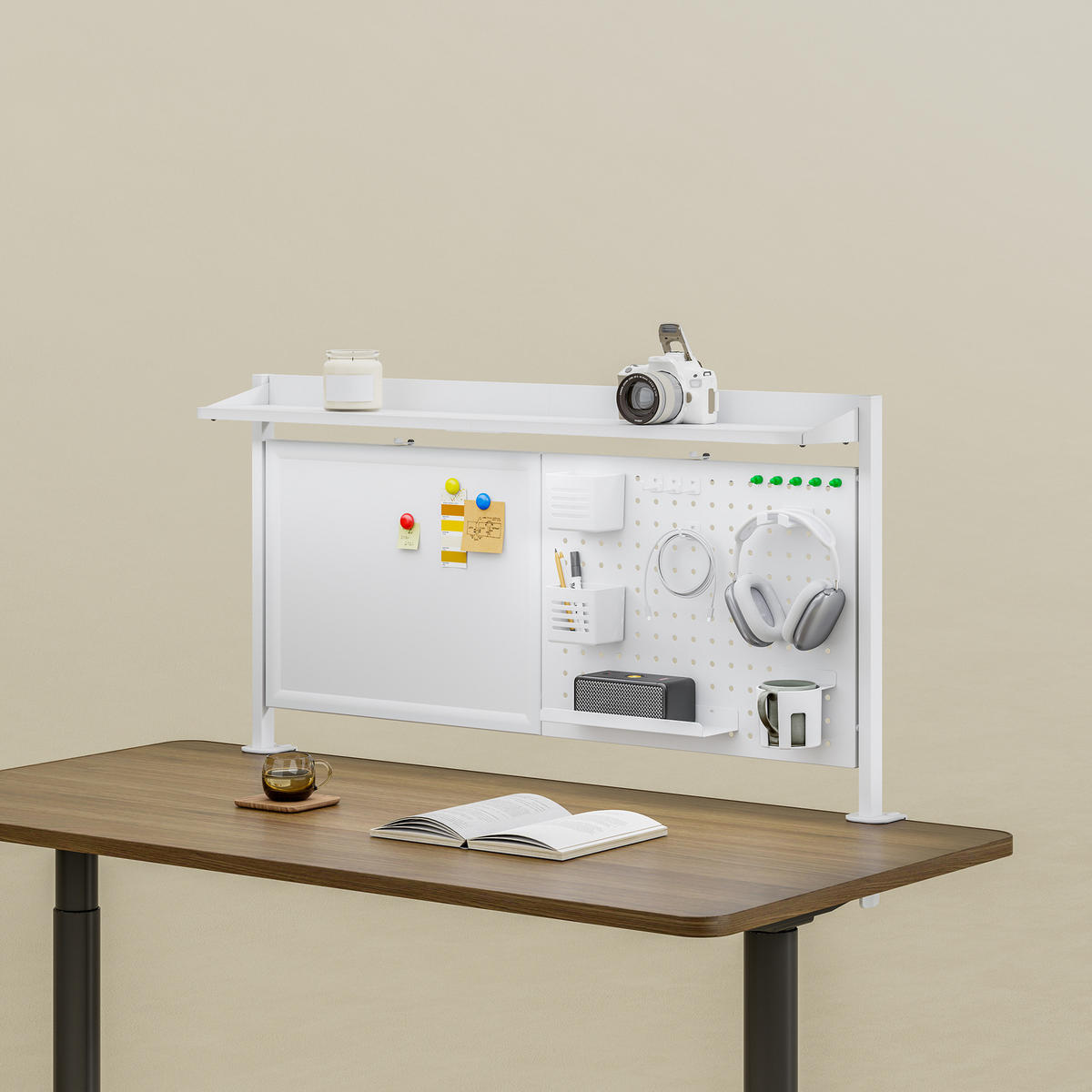 SCHREIBTISCH-ORGANIZER Virvik - Weiß, Holzwerkstoff/Metall (116.5/20/72.5cm) - [en.casa]