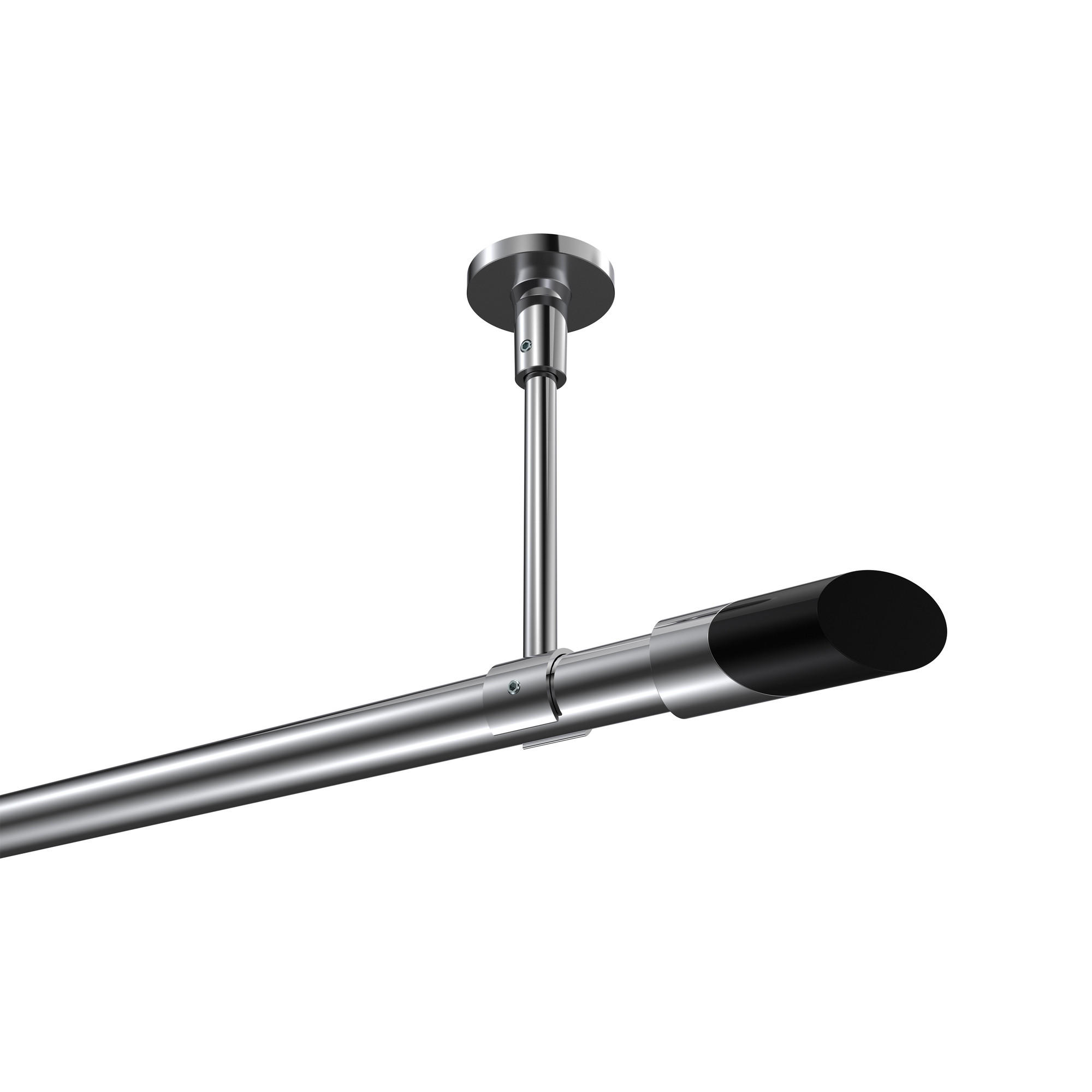 GARDINENSTANGEN-SET Sonette Verano 100 cm, 1-läufig, 20 mm Ø Chrom - Chromfarben/Schwarz, Metall (100cm) - INTERDECO