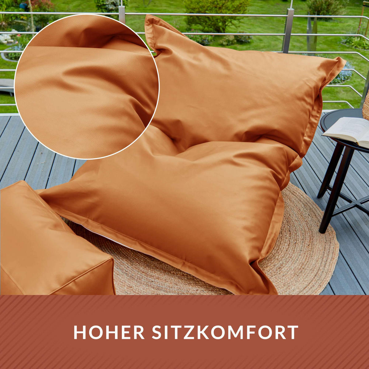 INDOOR RIESEN SITZSACK XXL Kunstleder - Hellbraun, Textil (140/25/180cm) - Green Bean