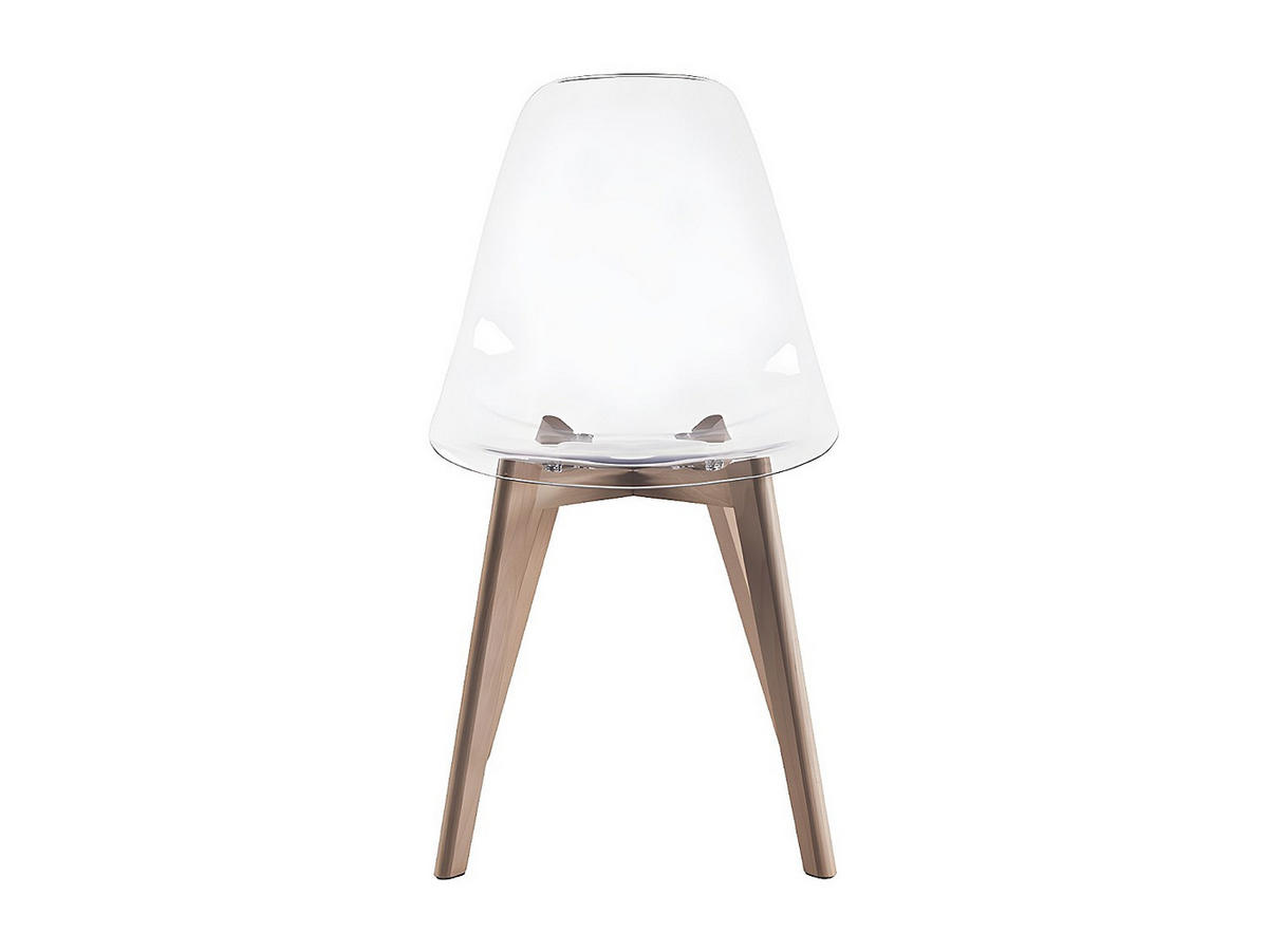 STUHL 2er-Set - Polycarbonat & Buche - Transparent - AUDRA - Transparent, Kunststoff (52/85/47cm) - Vente-Unique