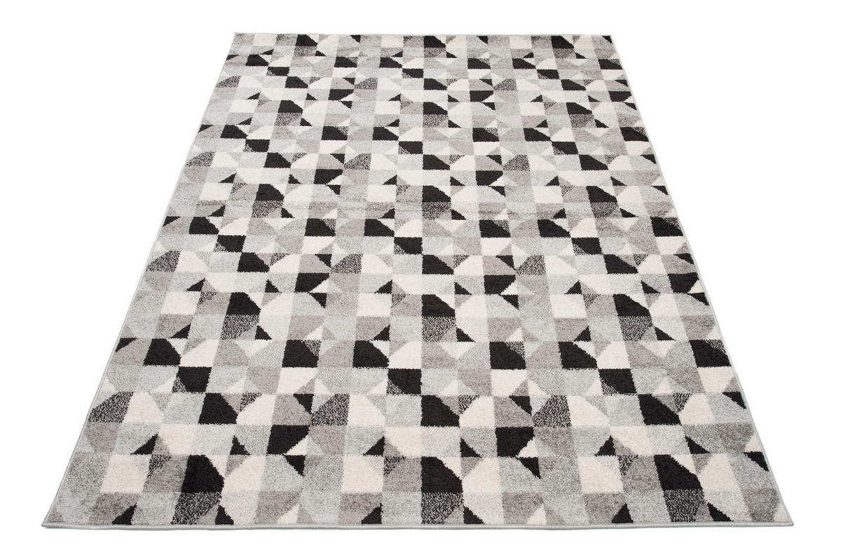 TEPPICH LAZUR Grau 160/220 cm - Schwarz/Weiß, Kunststoff (160/220cm) - Tapiso