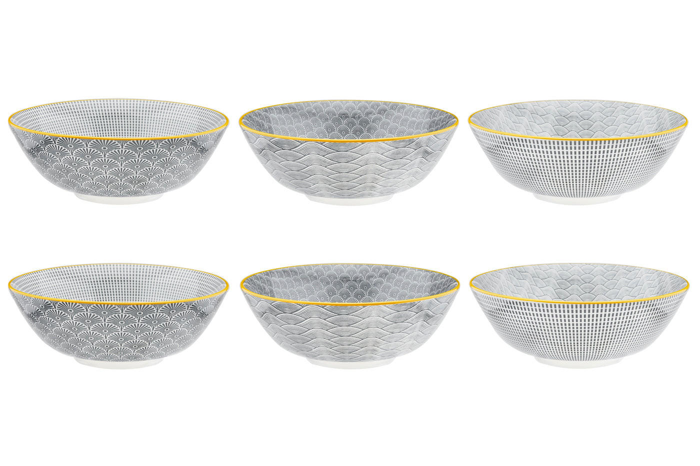 SCHALEN Pattern Ø21cm - 6er-Set - Eclipse - Grau, Keramik - Björn