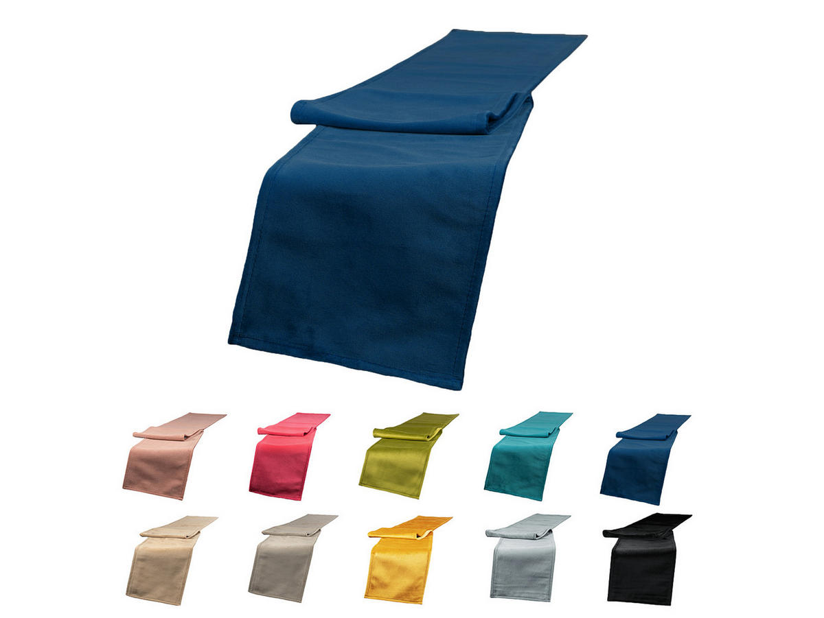 TISCHBAND Samt&Sonders admiral-blau 140/18 cm - Blau/Dunkelblau, Textil (18/140cm) - beties Heimtextil