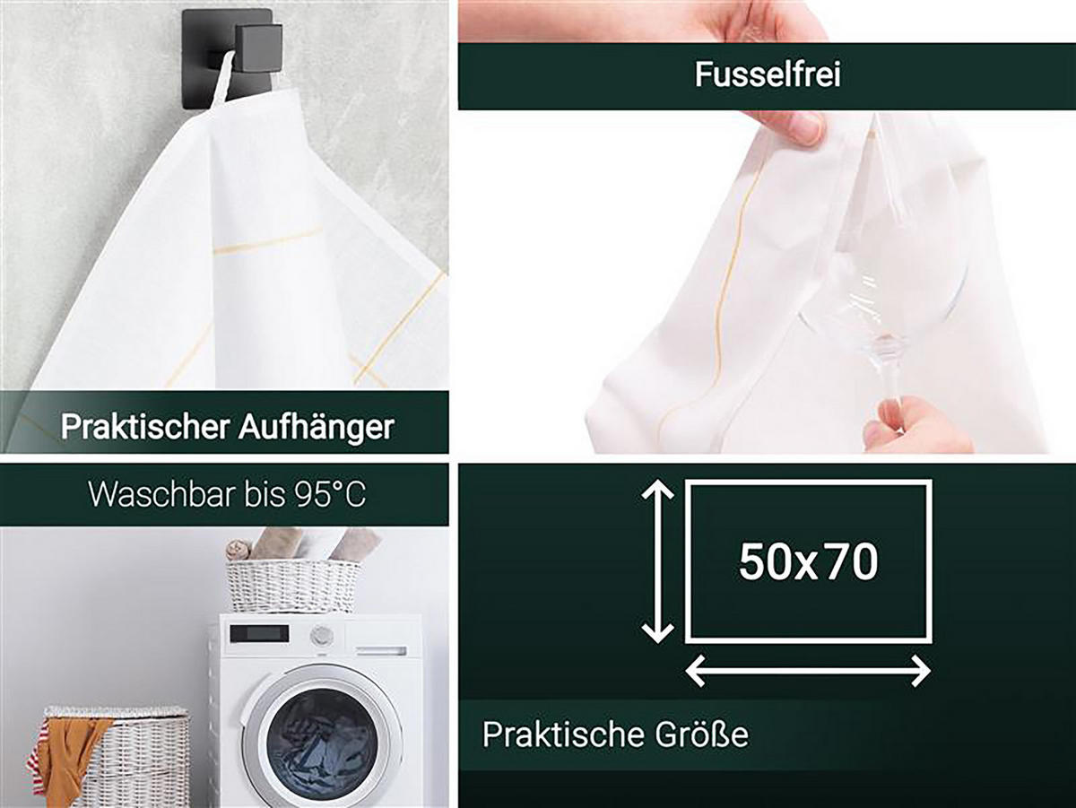 GESCHIRRTÜCHER, 5er-Set, 45x65 cm, 60% Baumwolle, 40% Leinen, Weiß - Weiß, Textil (45/65cm) - Zollner