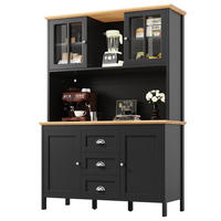 KÜCHENSCHRANK LED 120x40x179Cm 4 Türen 3 Schubladen - Schwarz, Metall (120/179/40cm) - FLIEKS