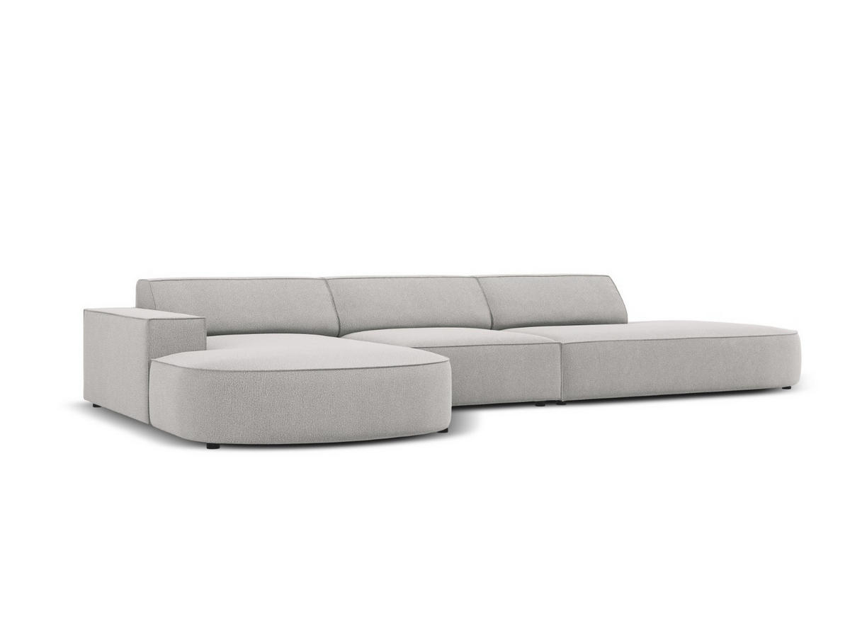 ECKSOFA links Jodie aus strukturiertem Stoff hellgrau 4 Sitzplätze - Hellgrau, Textil (166/342cm) - Micadoni