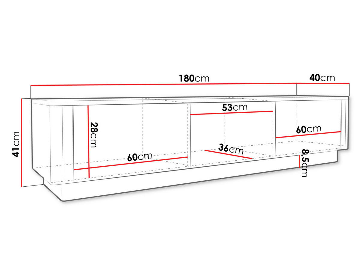 TV-SCHRANK Netari 3D - Dunkelbraun, Holzwerkstoff (180/41/40cm) - MIRJAN24