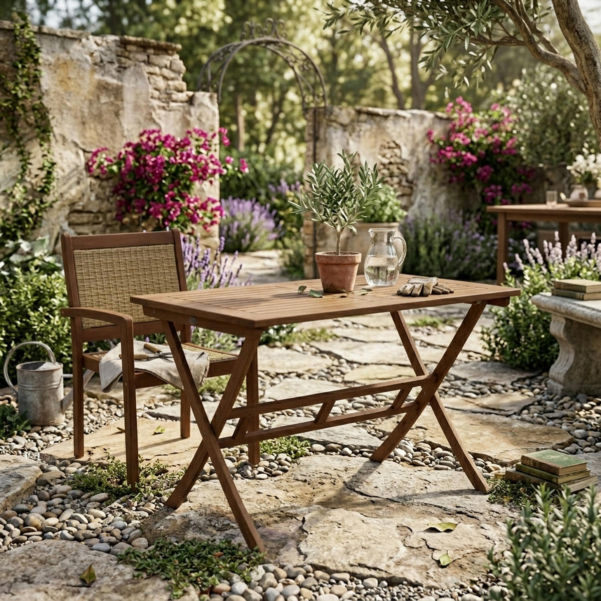 GARTEN-KLAPPTISCH Belmond aus Eukalyptusholz, geölt, BxTxH: 70x120x74 cm - Braun, Holz (120/70/74cm) - TPFGarden