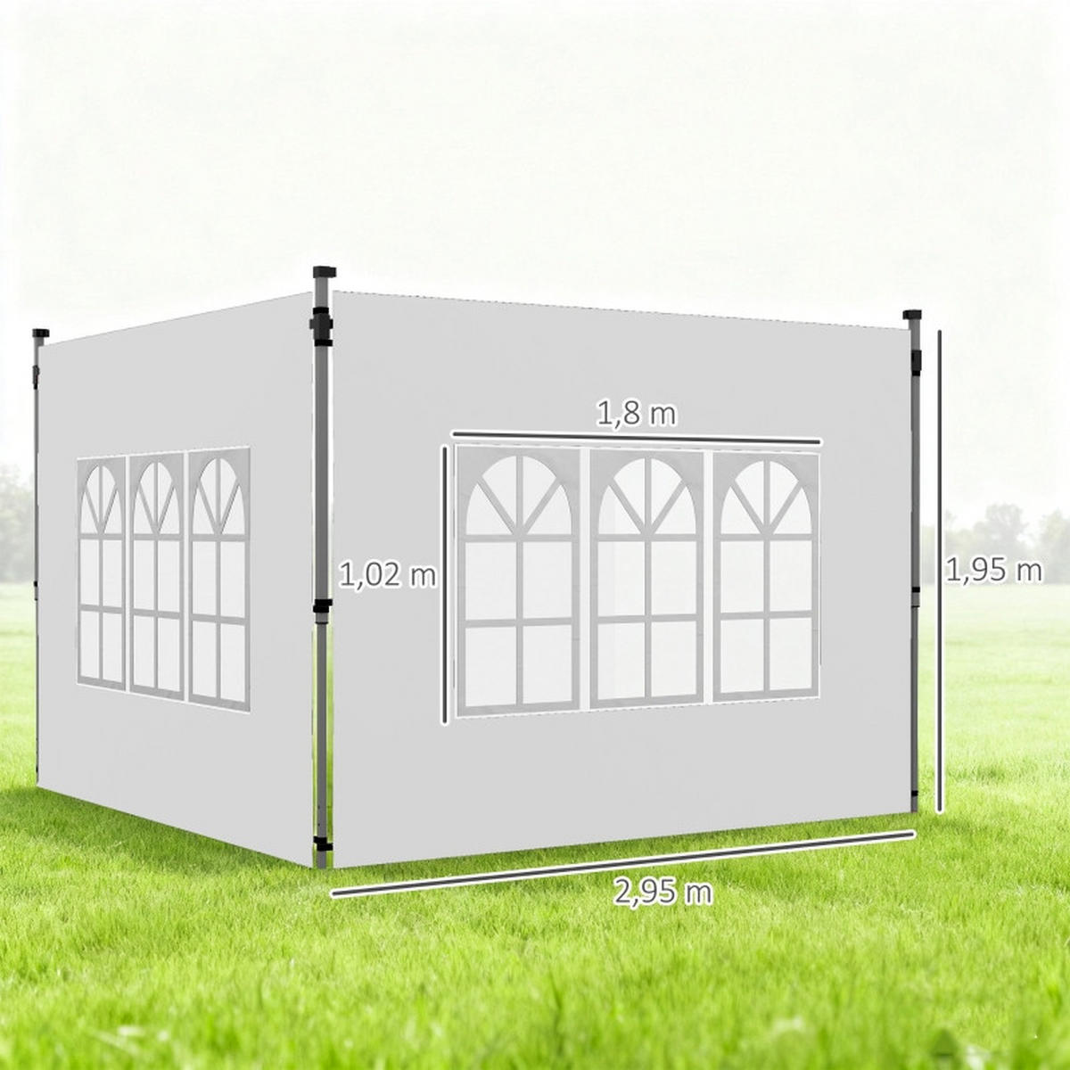 PAVILLON SEITENWÄNDE 2er Set 3x3 3x4 m weiß - Weiß, Kunststoff (1/195/295cm) - LEBENLANG
