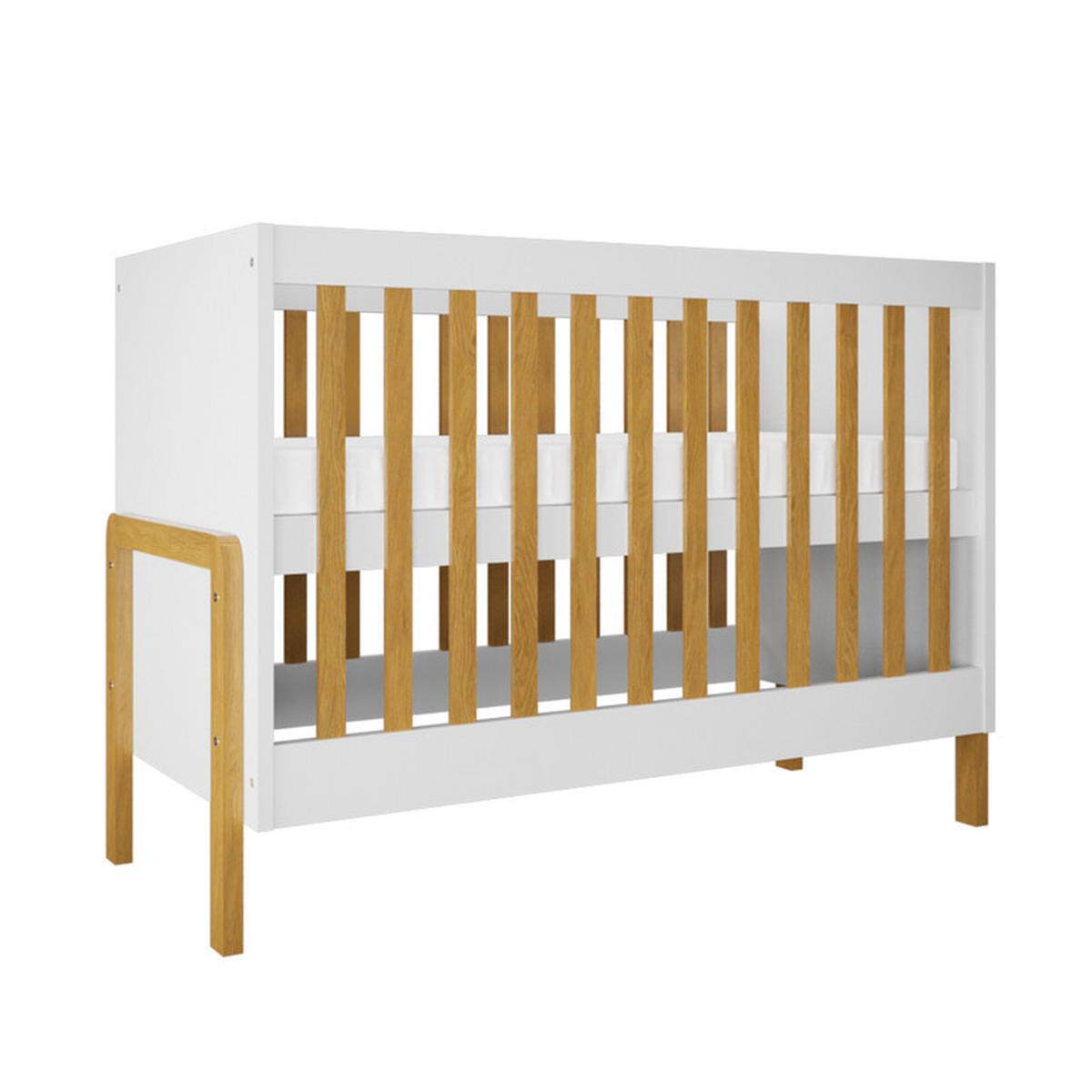BABYZIMMER 3-teilig Weiß und Holz - Weiß, Holzwerkstoff (66/89/130cm) - Petits-meubles