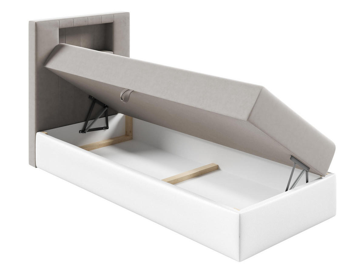 BOXBETT Gold Junior 1, Seite zum Öffnen des Bettkastens: Links - Türkis/Weiß, Holz (80/200cm) - MIRJAN24
