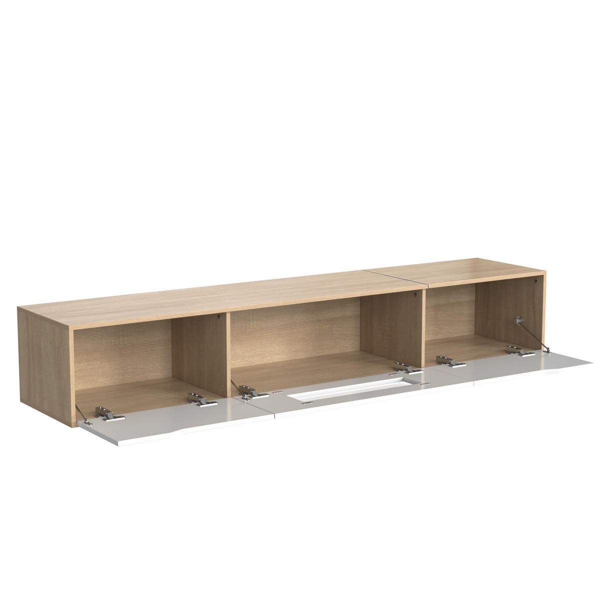 TV-SCHRANK Hochglanzweiß LED Farbwechsel & Holzfarbe - Weiß, Holz (46/17/142cm) - FLIEKS