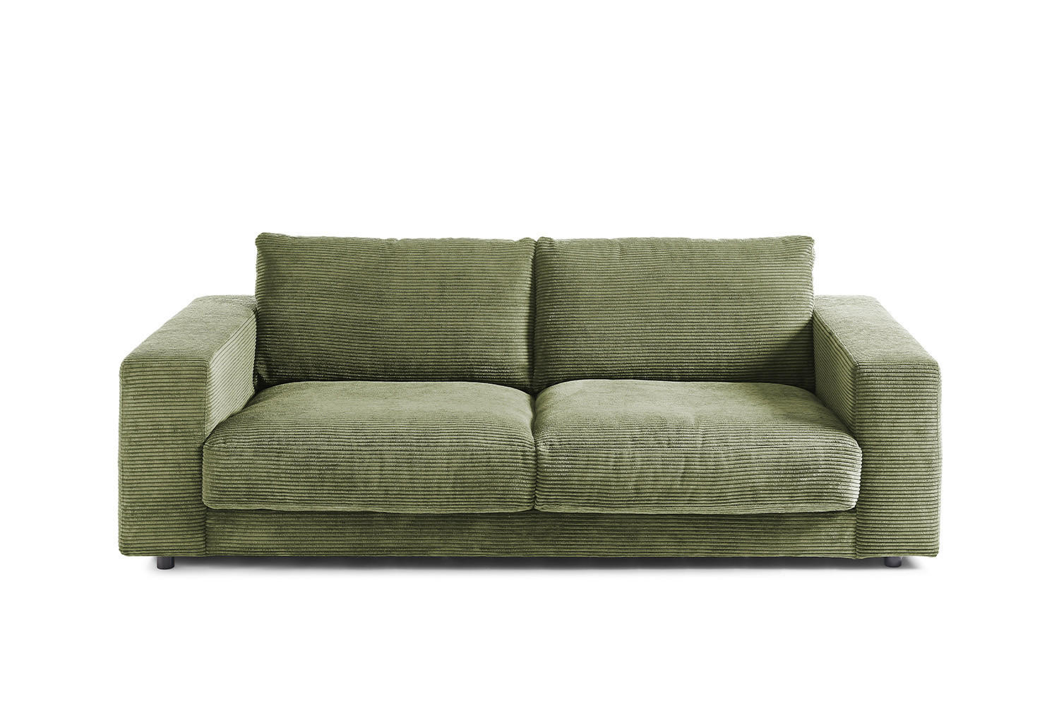 SOFA 2-SITZER MADELINE Grün Cord - Schwarz/Grün, Kunststoff/Textil (230/85/127cm) - KAWOLA