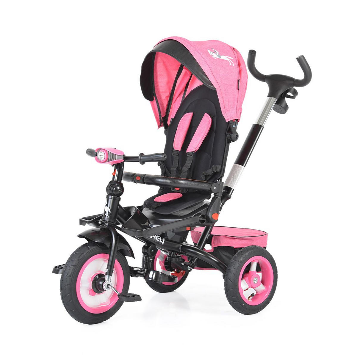 DREIRAD Jockey pink Gummireifen Musik Sitz drehbar Schubstange verstellbar - Pink, Metall (120/53.5/100cm)