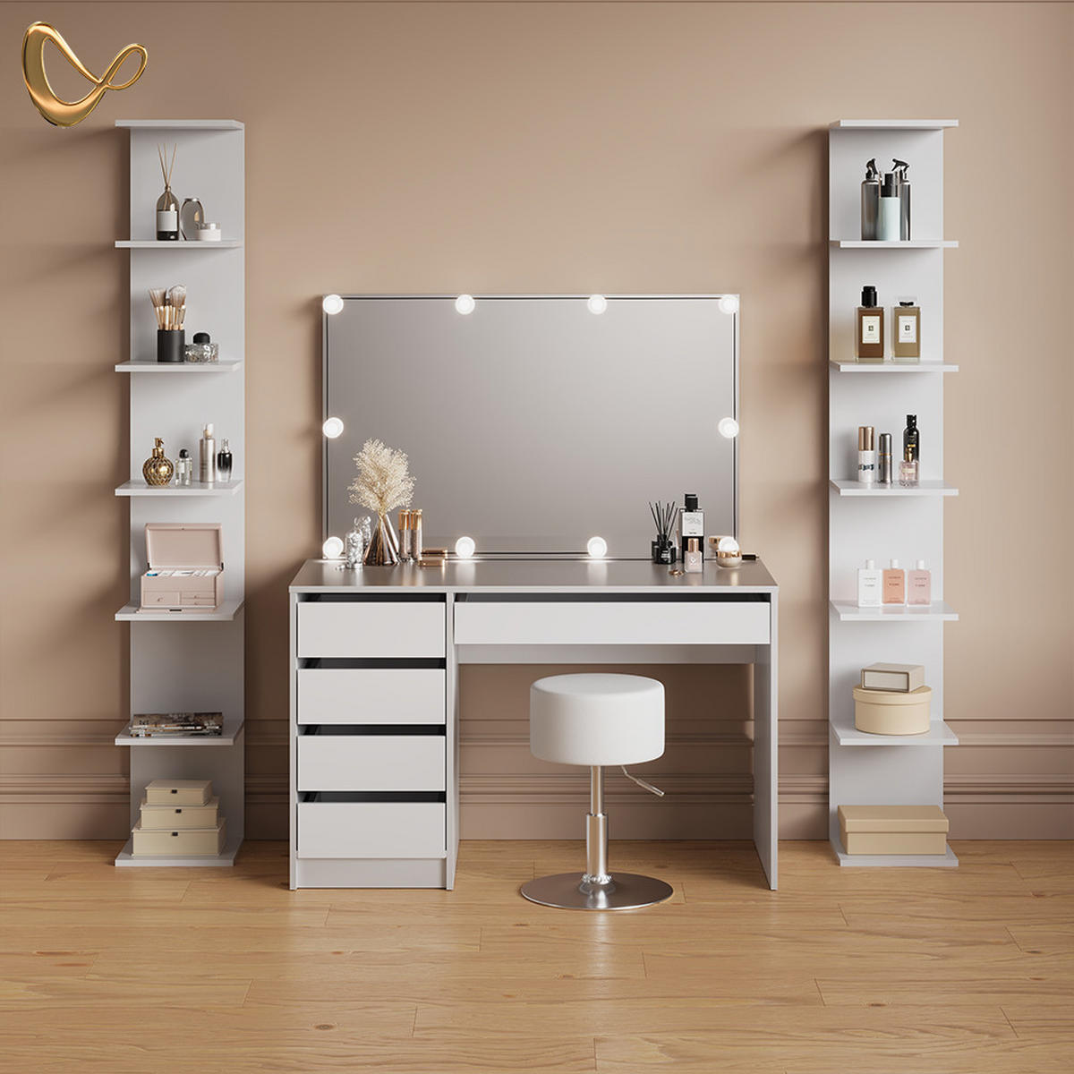 WANDREGAL Vesuvio Weiß 30 x 190 cm 2er Set - Weiß, Holzwerkstoff (30/190/28cm) - Livinity®
