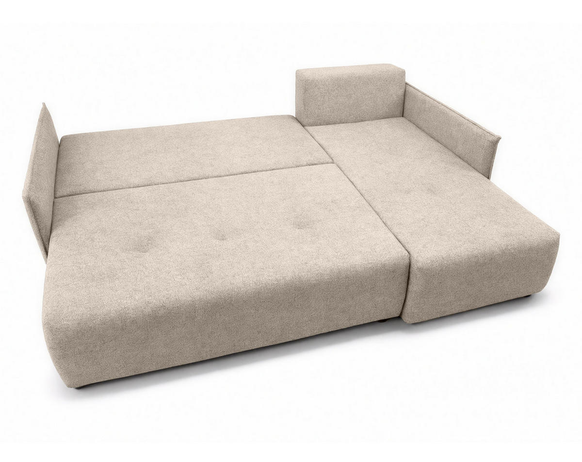 ECKSOFA L Form Damascus Beige 212/143/88 cm Rechts mit Schlaffunktion - Beige/Schwarz, Kunststoff/Textil (212/143cm) - AX Living